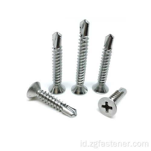 Phillips countersunk head pengeboran self stainless steel steel counterk drilling screw